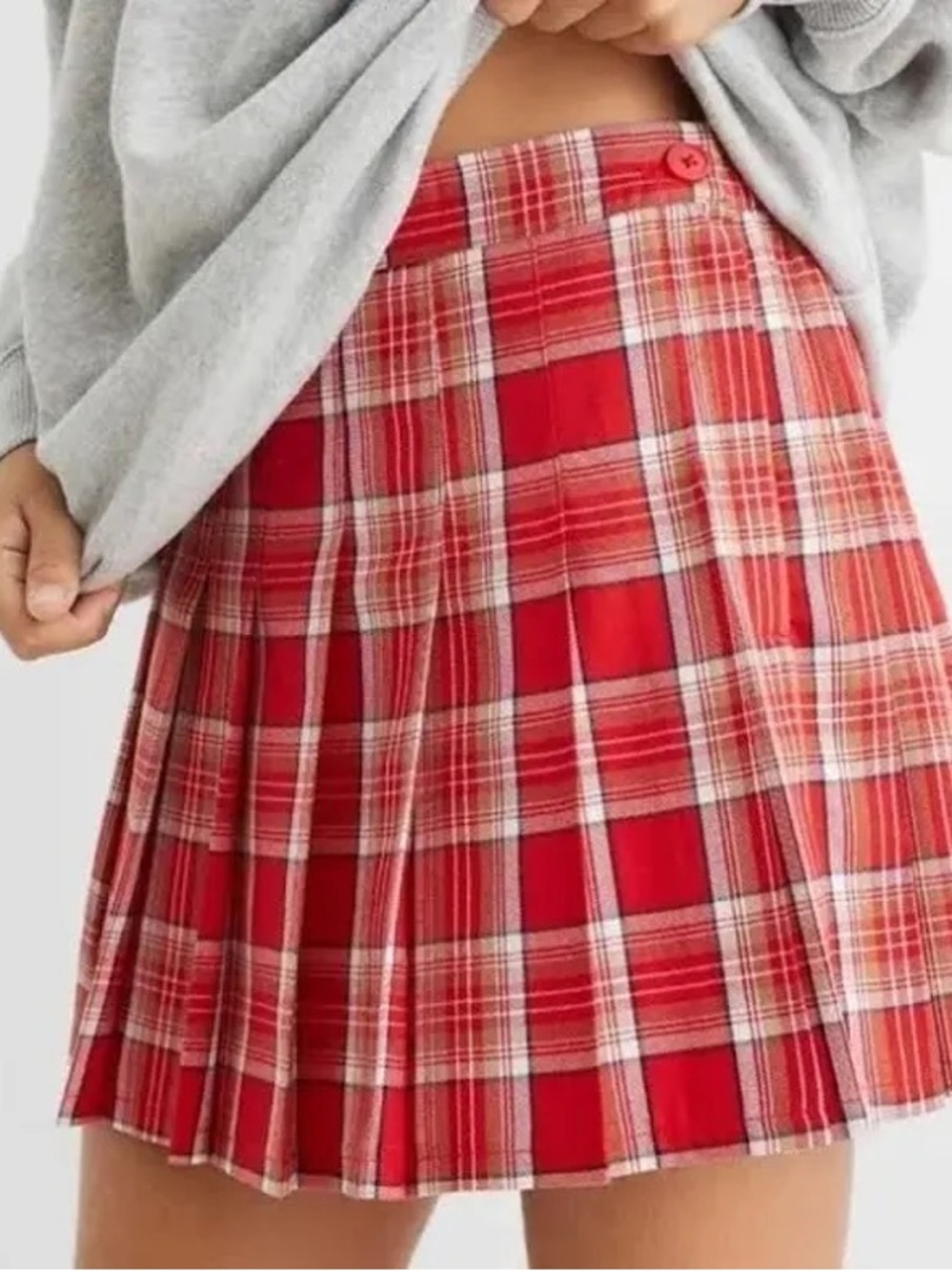 New Aerie Class Act Pleated Plaid Mini Skirt